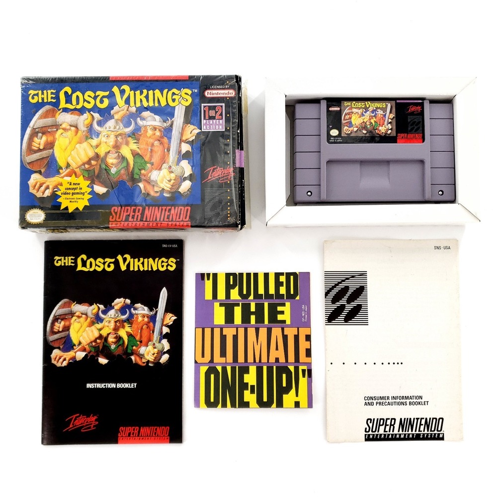 Lost Vikings (Super Nintendo SNES, 1993) Authentic Complete Tested & Works